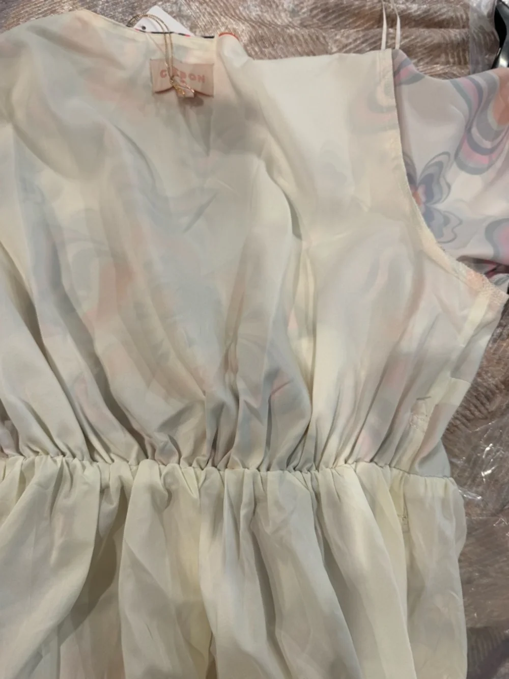 Ciebon Cream Floral Maxi Dress with Orange & Pink Accents - Picture 11 of 14